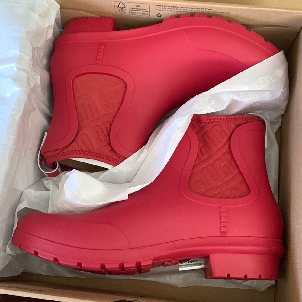 Red Ugg rain boots